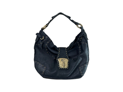 Just Cavalli Studded Leather Shoulder Bag with Gold Hardware