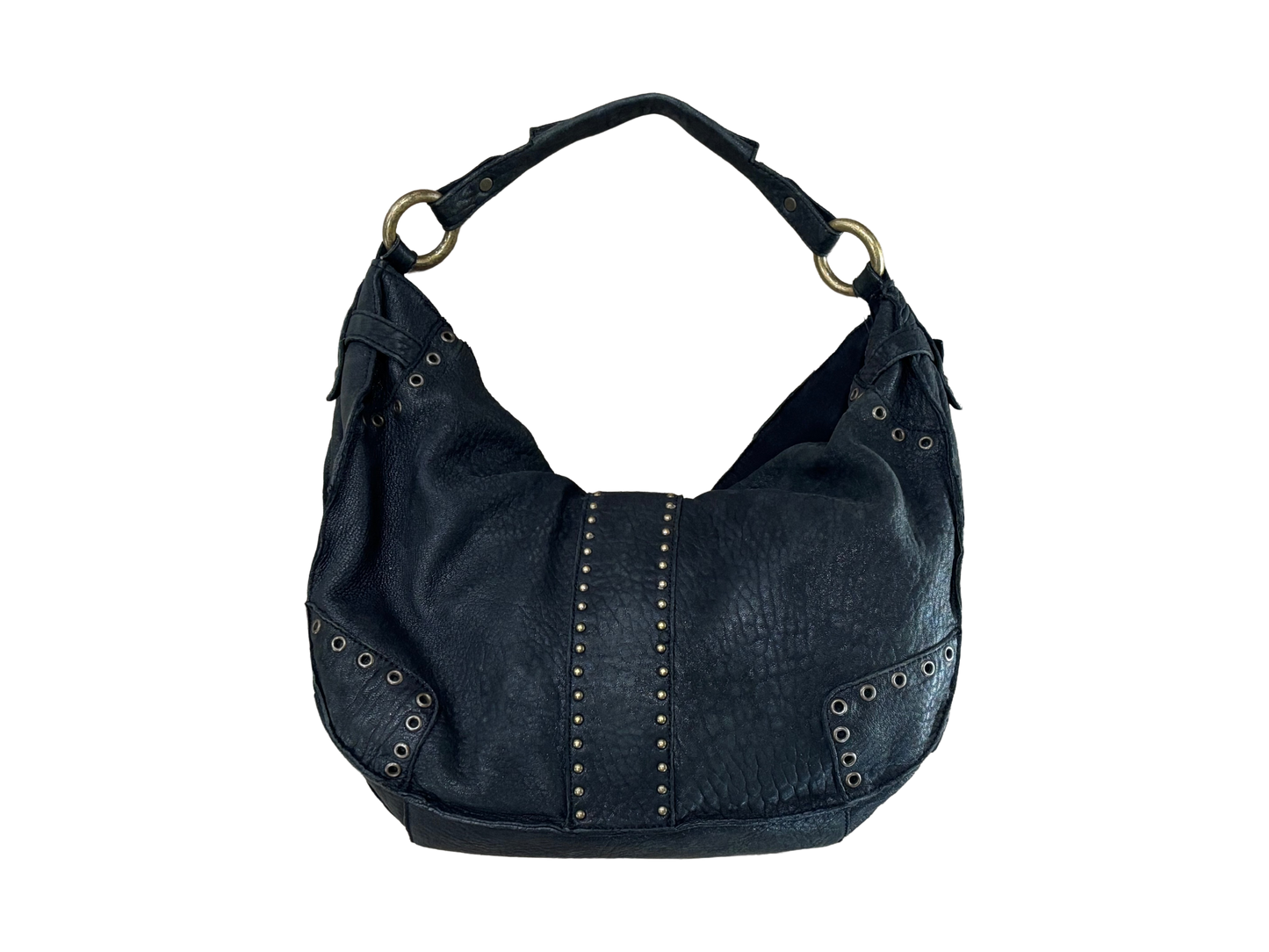 Just Cavalli Studded Leather Shoulder Bag with Gold Hardware
