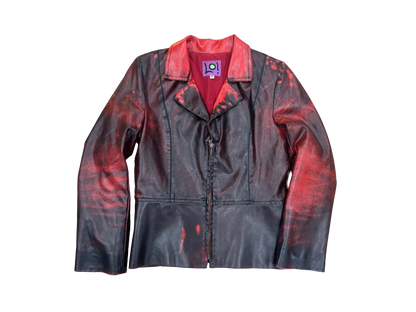 Red Distressed Leather Jacket – Statement Vintage Piece