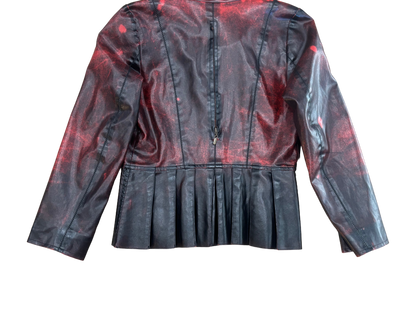 Red Distressed Leather Jacket – Statement Vintage Piece