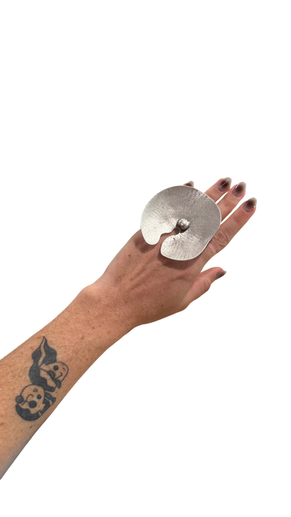 Stainless Steel Sculptural Statement Ring – Dutch Design