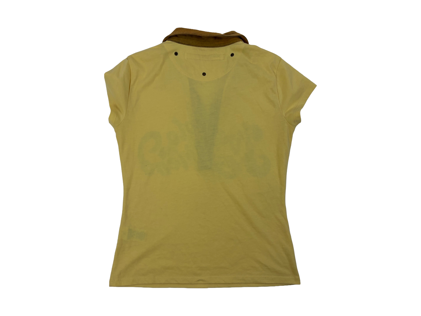 Miss Sixty Yellow Graphic V-Neck Retro Top