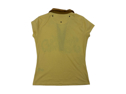 Miss Sixty Yellow Graphic V-Neck Retro Top
