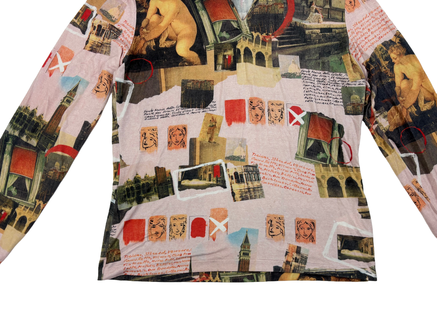 Pink Collage Print Long Sleeve Top