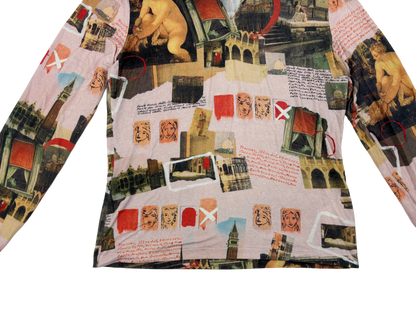 Pink Collage Print Long Sleeve Top