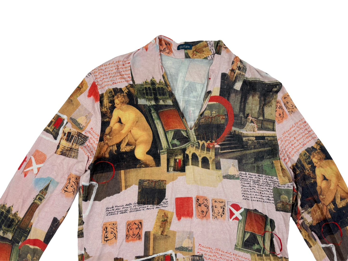 Pink Collage Print Long Sleeve Top