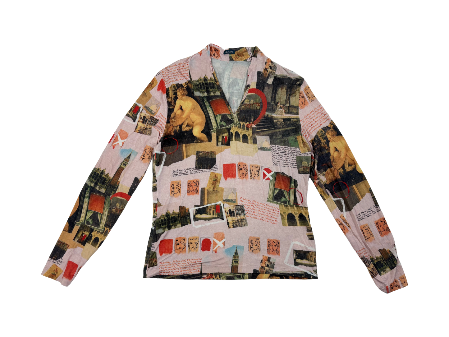Pink Collage Print Long Sleeve Top