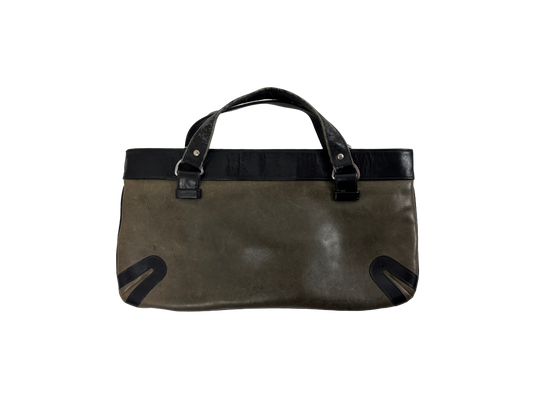 Moss Green Leather Structured Bag with Strap
