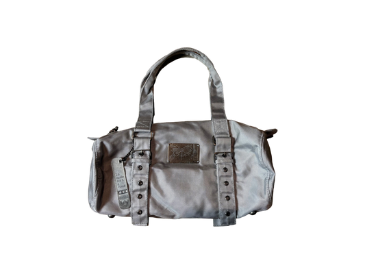 Silver Coated Canvas Structured Tote Bag