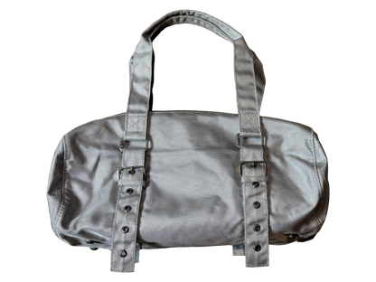 Silver Coated Canvas Structured Tote Bag