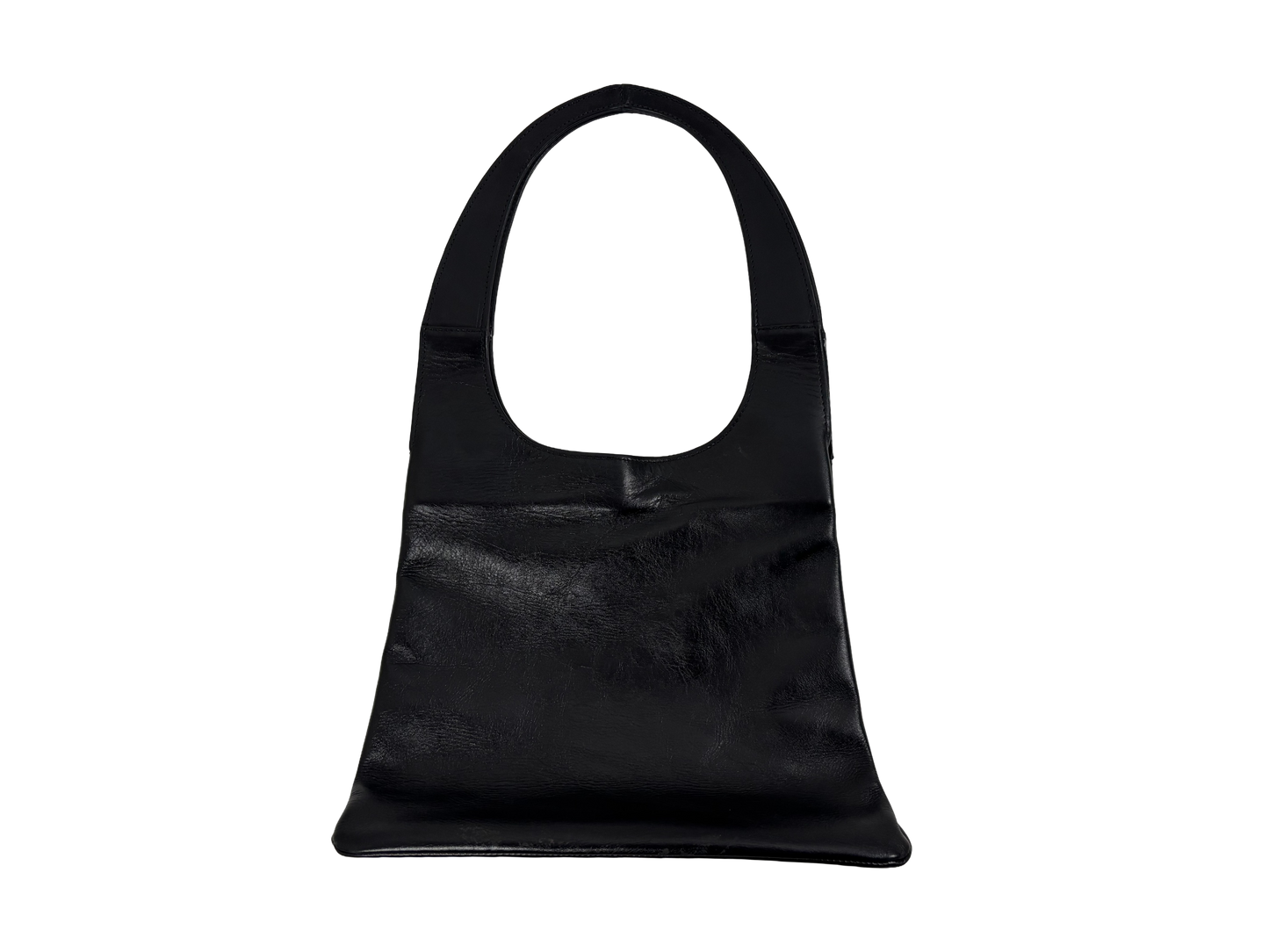 Black Minimal Leather Shoulder Bag