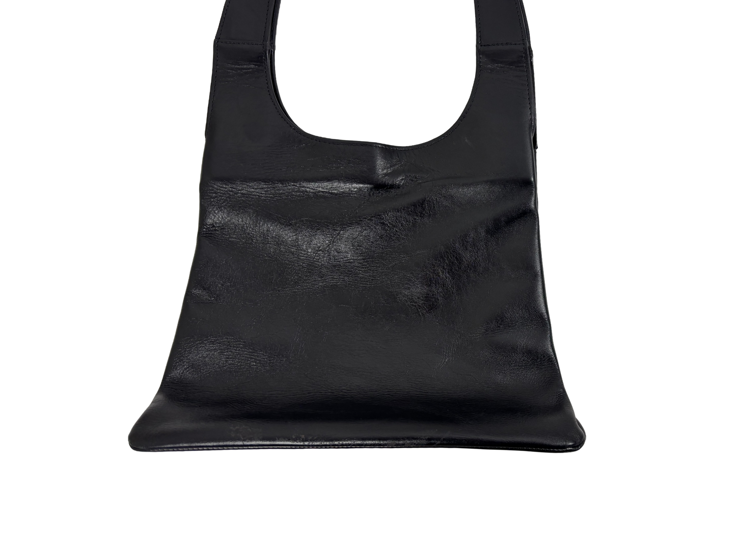 Black Minimal Leather Shoulder Bag