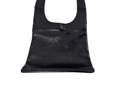 Black Minimal Leather Shoulder Bag