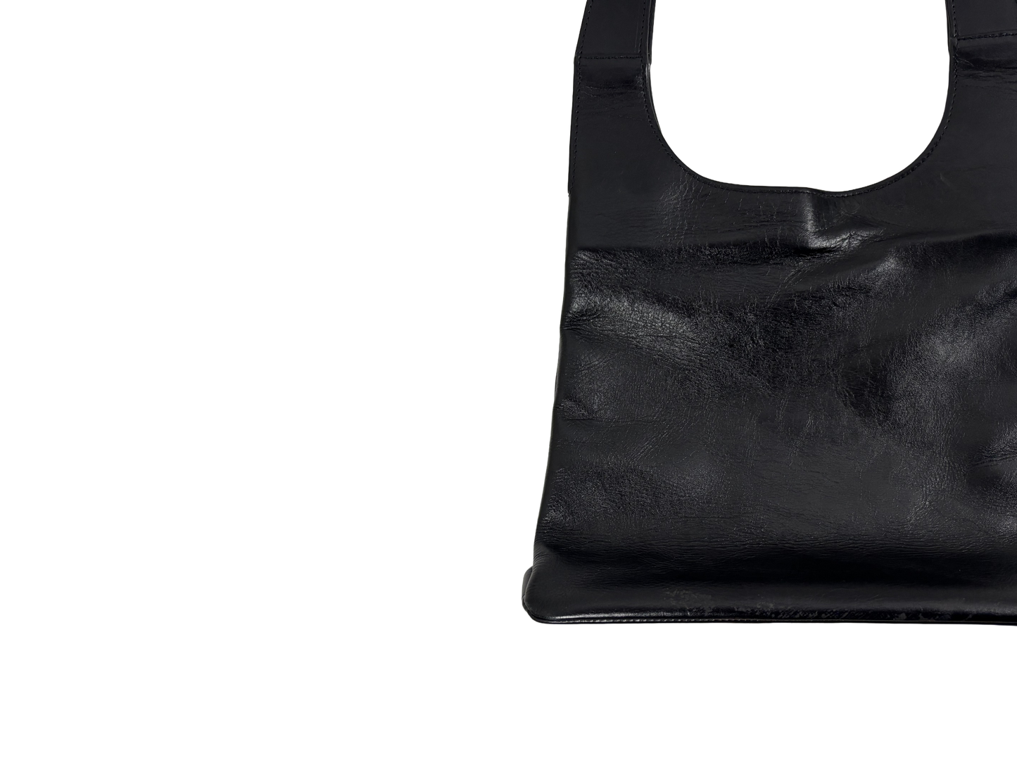 Black Minimal Leather Shoulder Bag