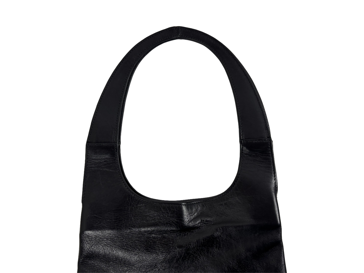 Black Minimal Leather Shoulder Bag