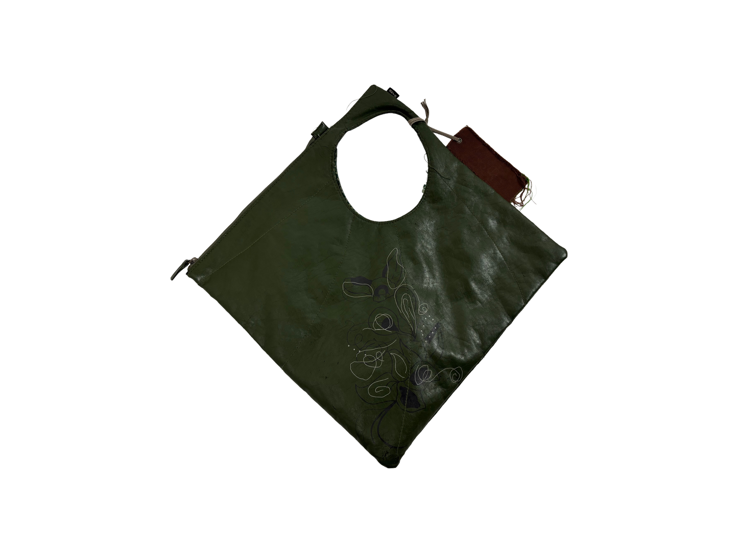 Vintage Green Leather Geometric Bag