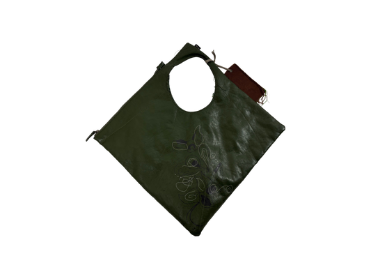 Vintage Green Leather Geometric Bag