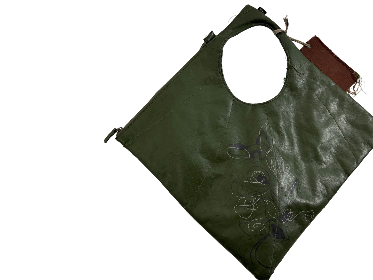 Vintage Green Leather Geometric Bag
