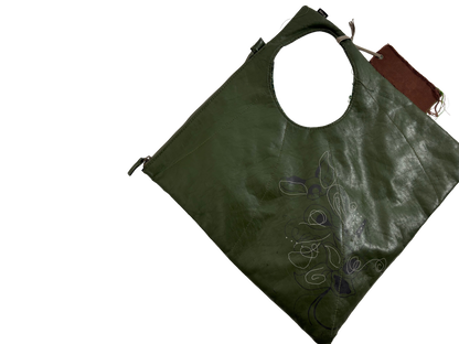 Vintage Green Leather Geometric Bag