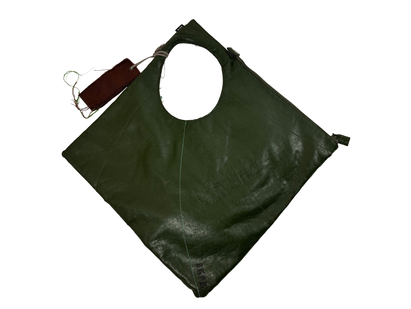 Vintage Green Leather Geometric Bag