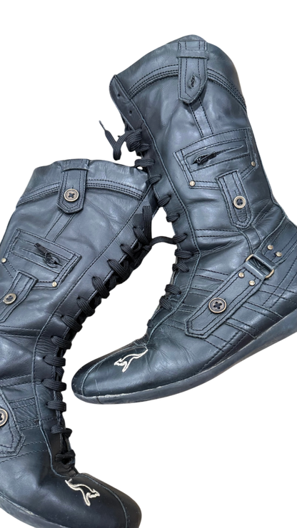 KangaROOS Lace-Up Leather Mid Boots with Utility Details
