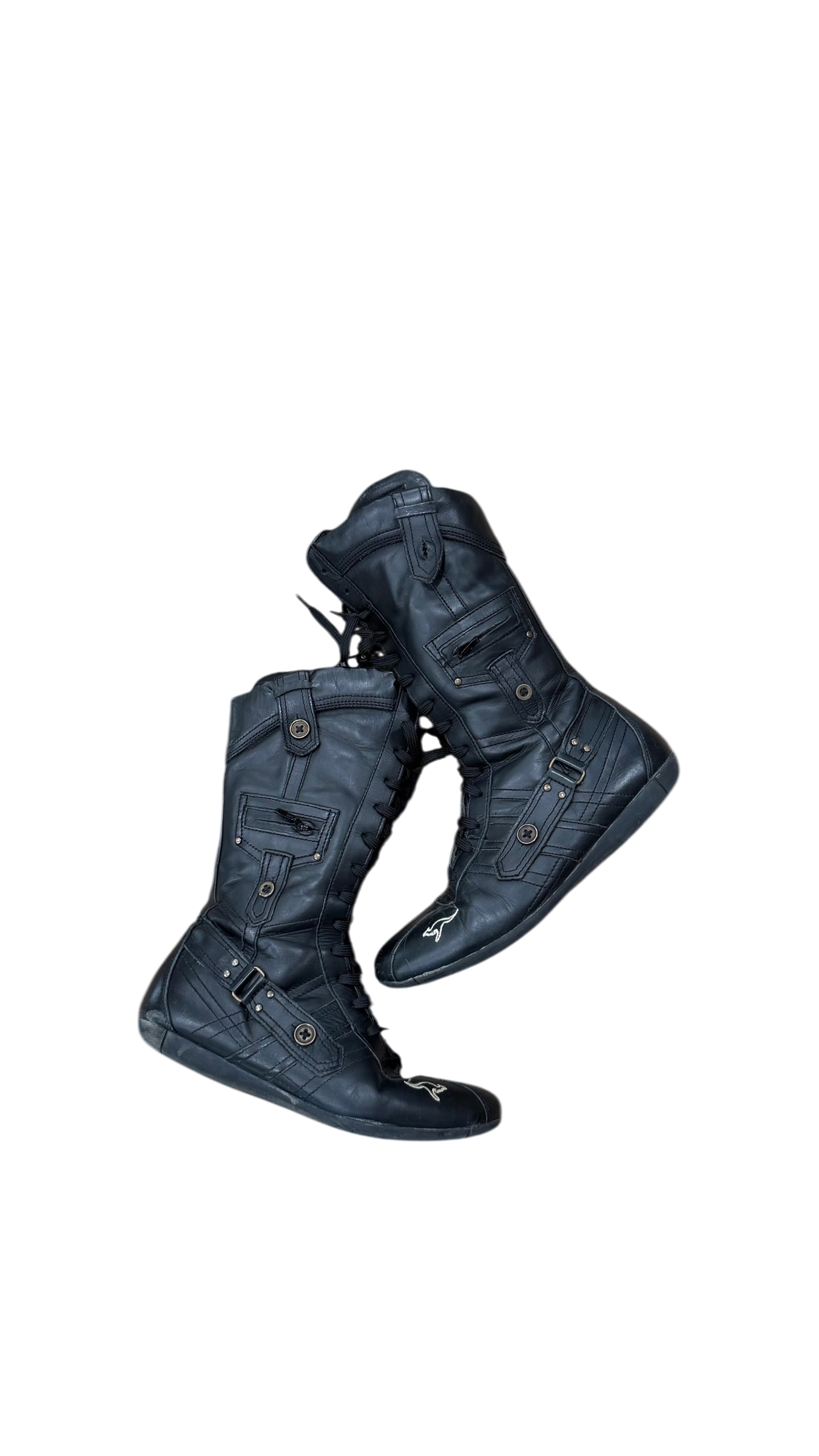 KangaROOS Lace-Up Leather Mid Boots with Utility Details