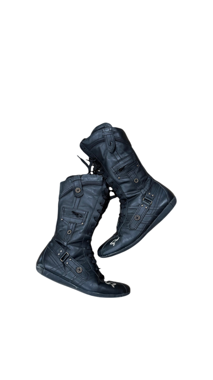 KangaROOS Lace-Up Leather Mid Boots with Utility Details