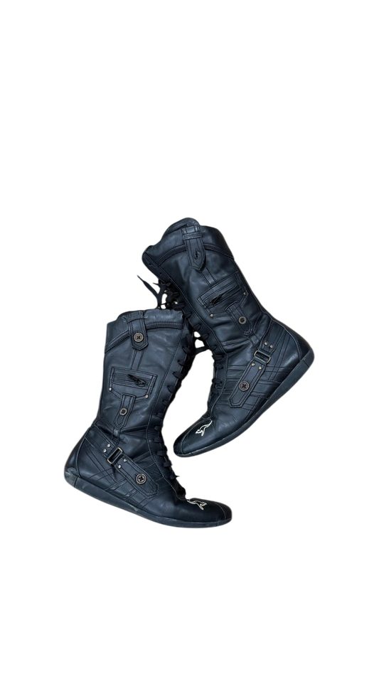 KangaROOS Lace-Up Leather Mid Boots with Utility Details