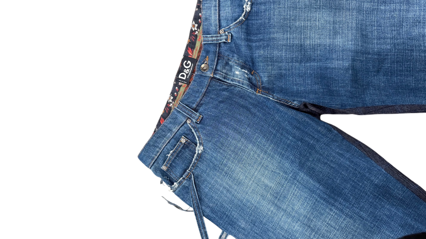 Dolce & Gabbana Low Rise Patchwork Denim Jeans