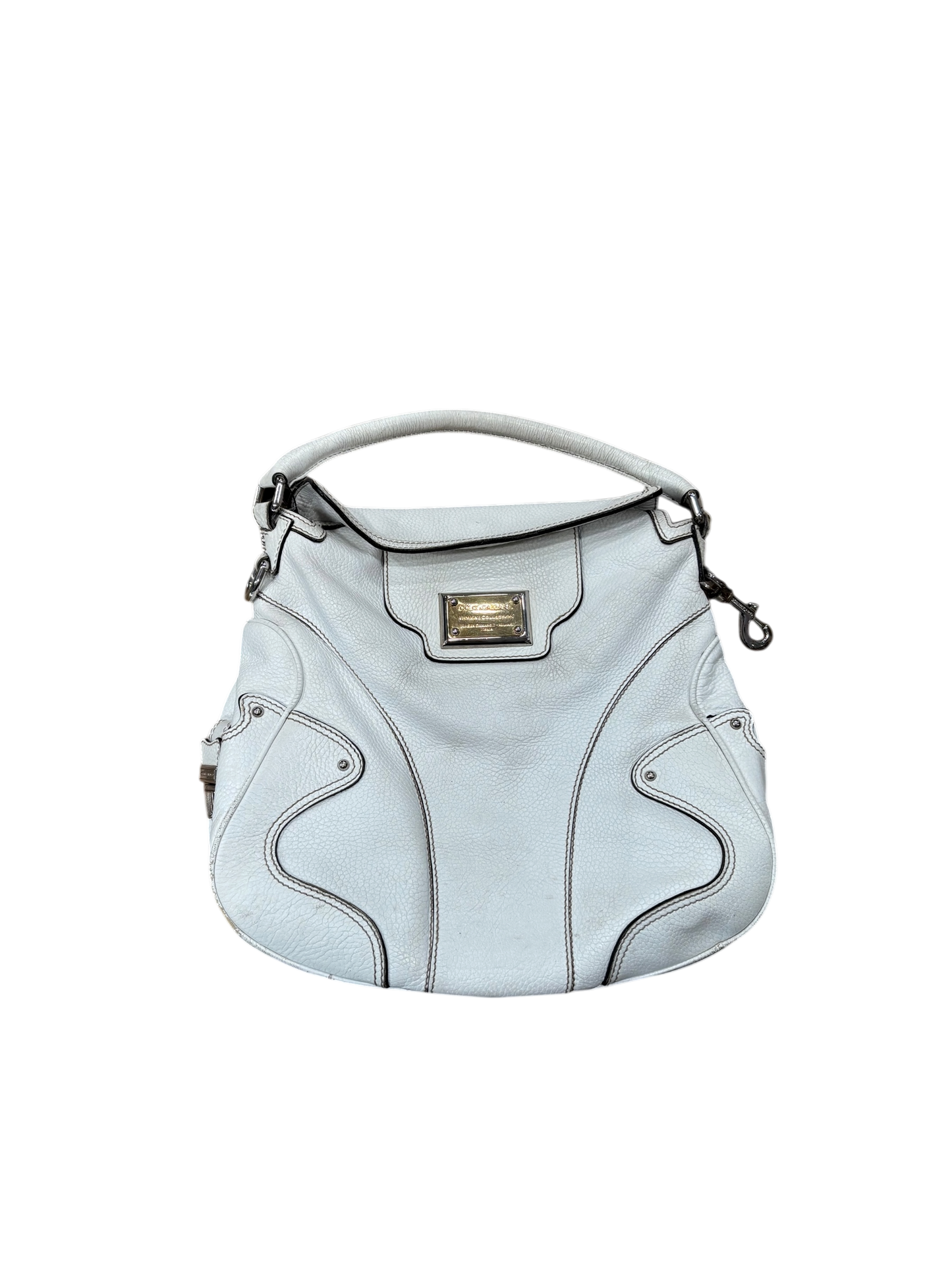 Dolce & Gabbana White Leather Shoulder Bag – Large