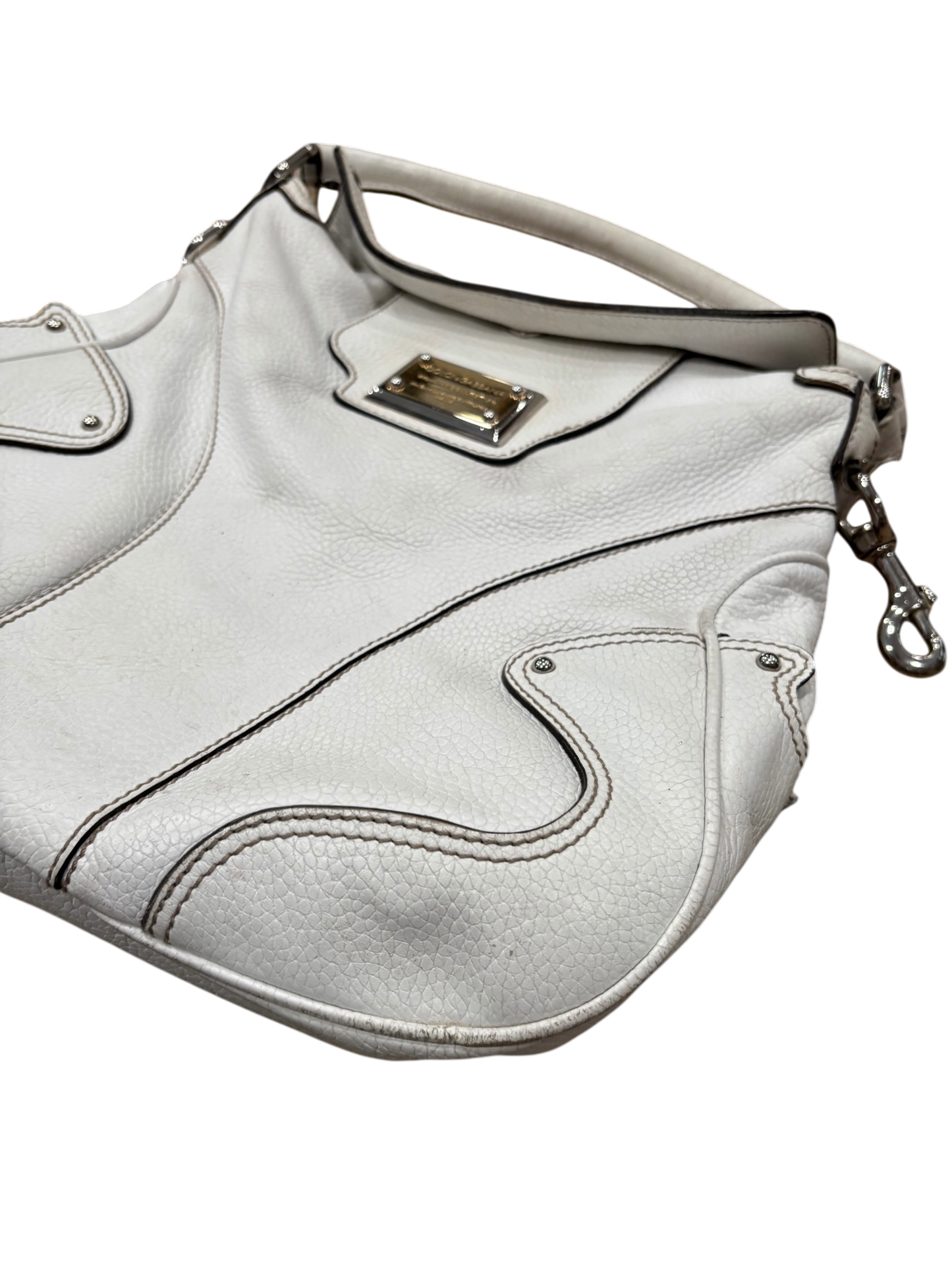 Dolce & Gabbana White Leather Shoulder Bag – Large