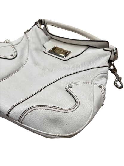 Dolce & Gabbana White Leather Shoulder Bag – Large