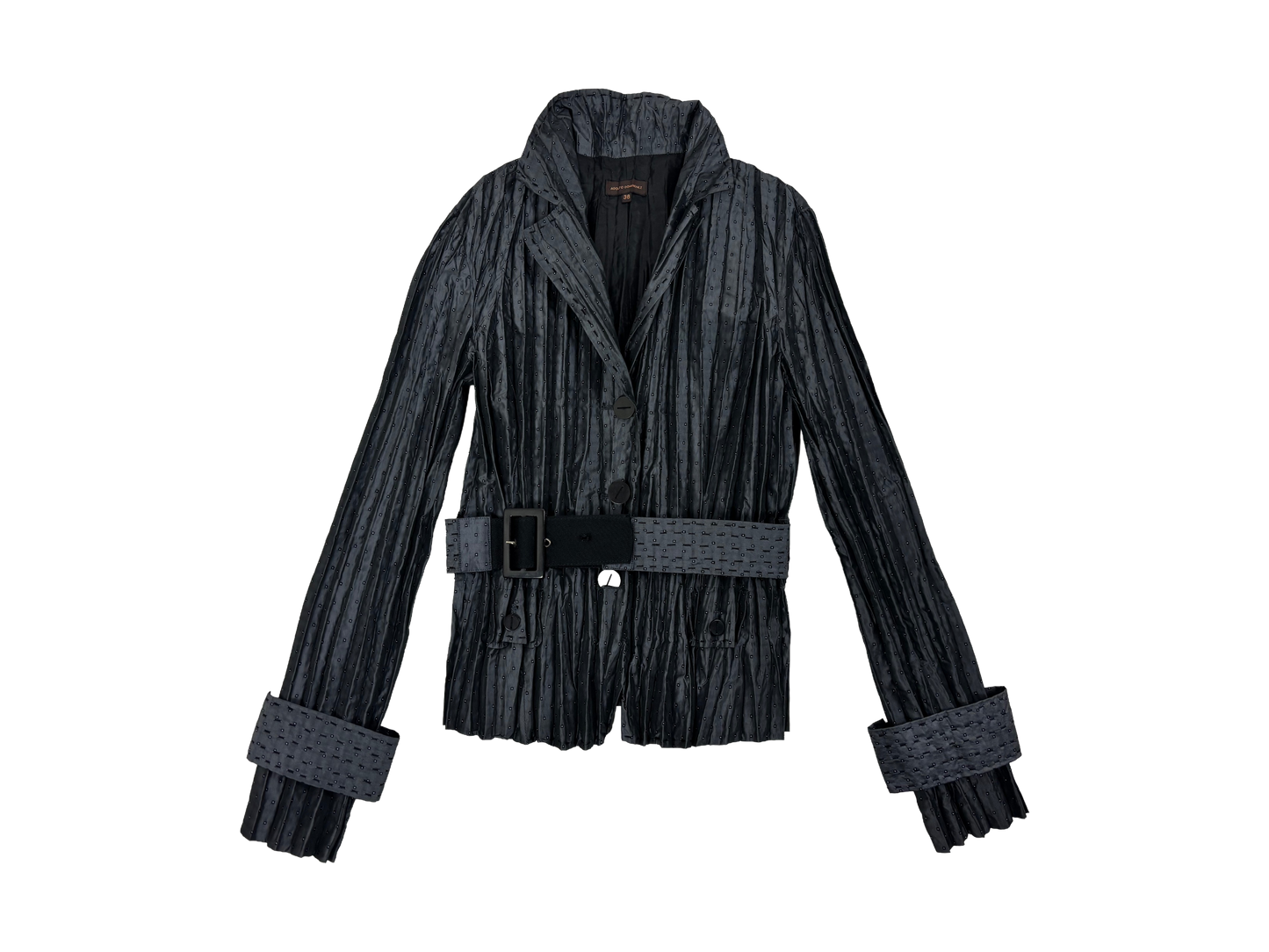 Adolfo Domínguez Pleated Satin Belted Jacket – Petrol Blue