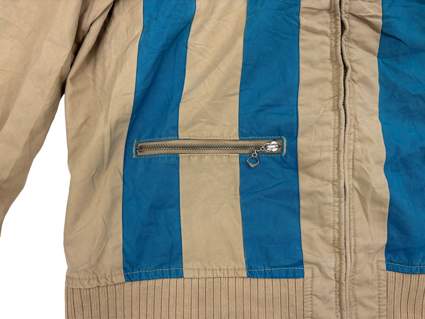 Diesel Beige & Blue Striped High Neck Jacket
