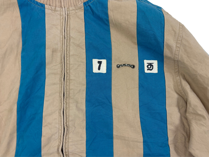 Diesel Beige & Blue Striped High Neck Jacket