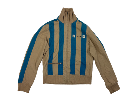Diesel Beige & Blue Striped High Neck Jacket