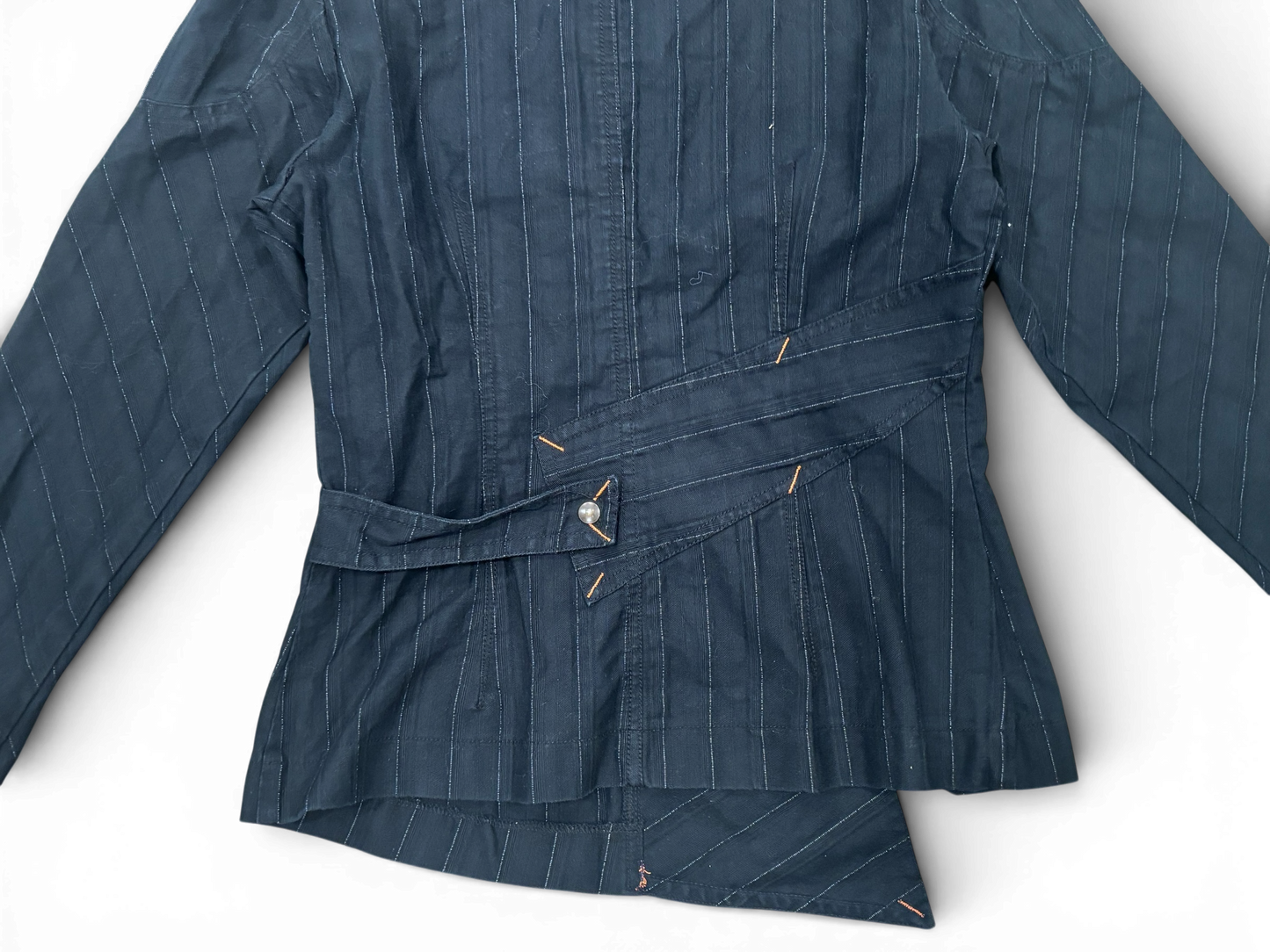 Pinstripe Cotton Jacket – Oriental Cut Statement Piece
