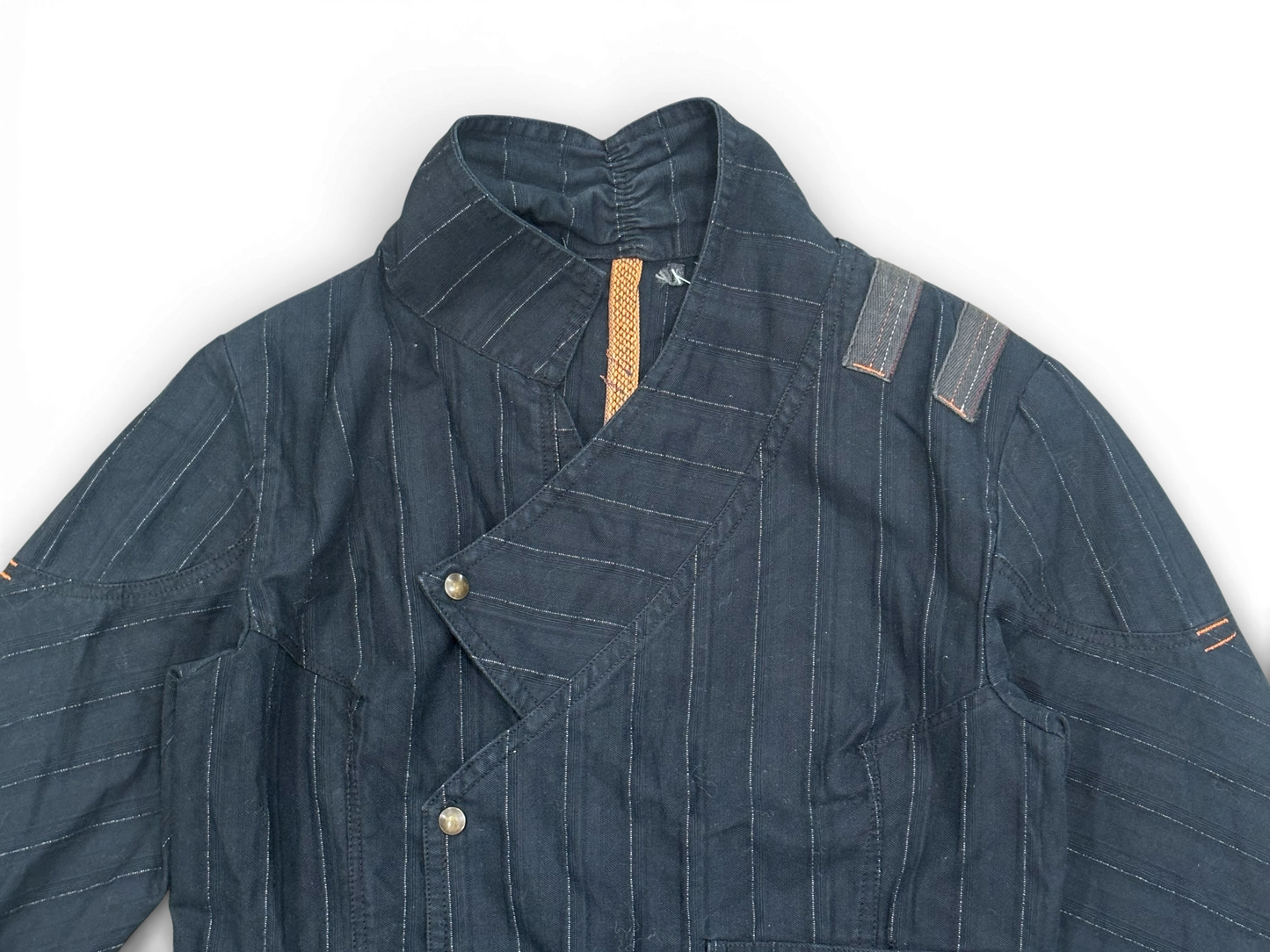 Pinstripe Cotton Jacket – Oriental Cut Statement Piece