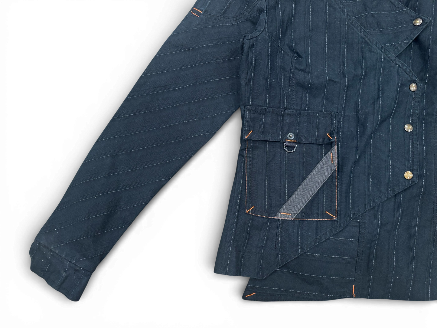 Pinstripe Cotton Jacket – Oriental Cut Statement Piece
