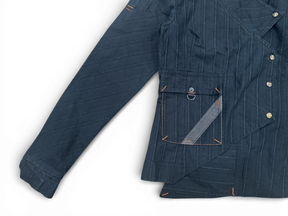 Pinstripe Cotton Jacket – Oriental Cut Statement Piece