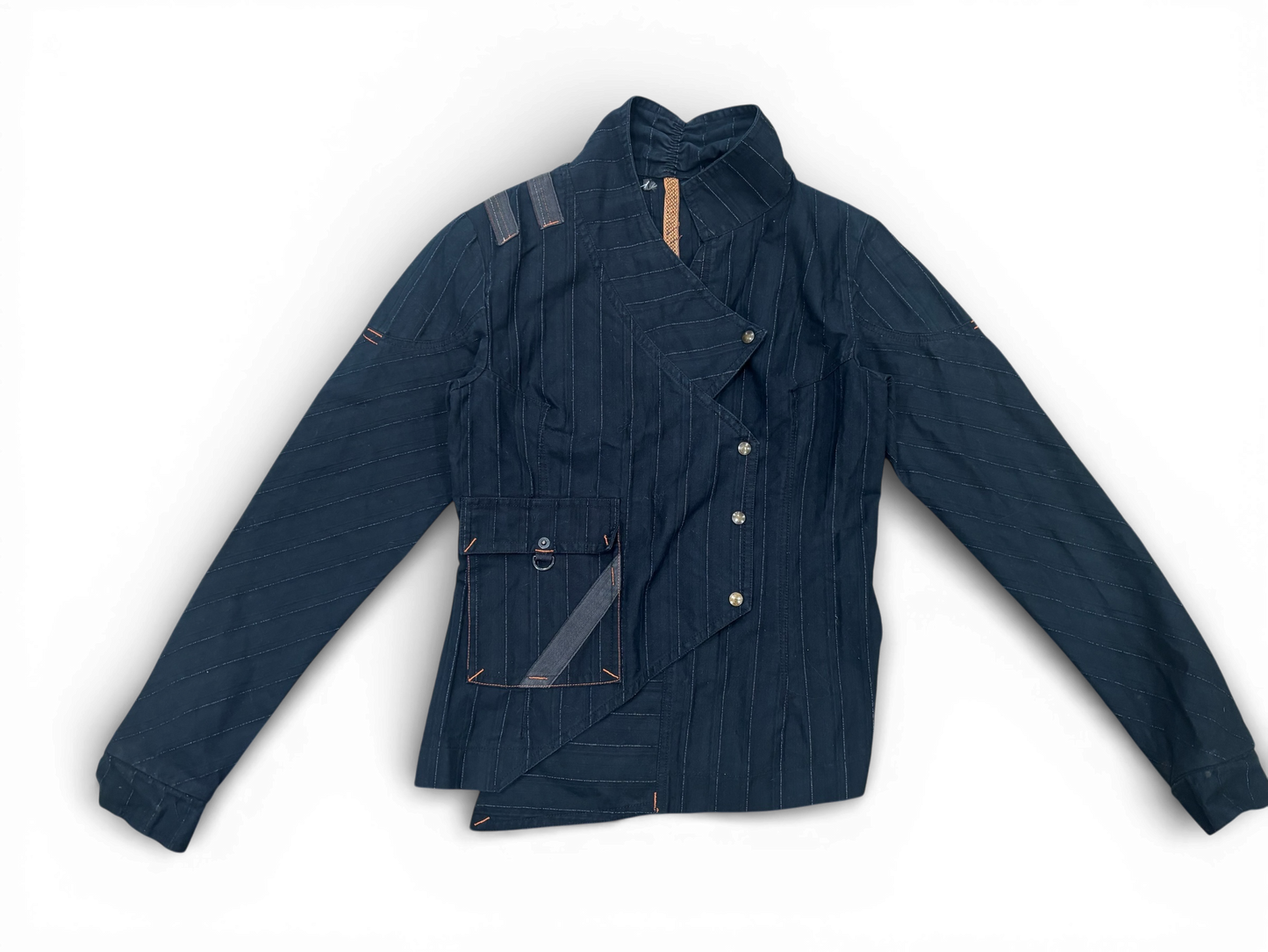 Pinstripe Cotton Jacket – Oriental Cut Statement Piece