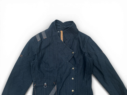Pinstripe Cotton Jacket – Oriental Cut Statement Piece