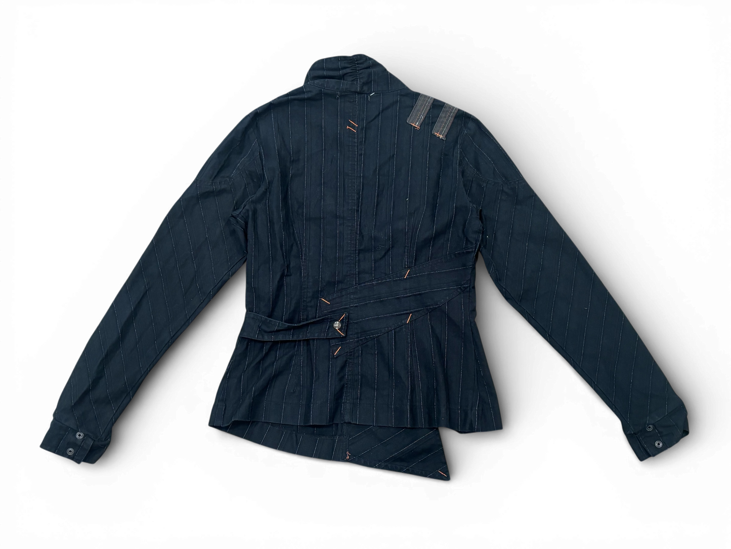 Pinstripe Cotton Jacket – Oriental Cut Statement Piece