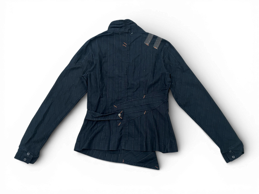 Pinstripe Cotton Jacket – Oriental Cut Statement Piece