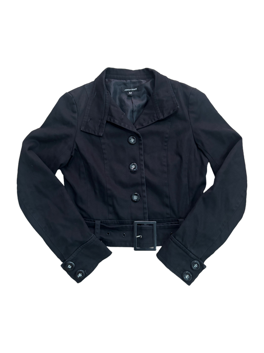 Belted Black Denim Jacket – Structured Fit