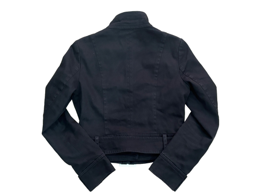 Belted Black Denim Jacket – Structured Fit