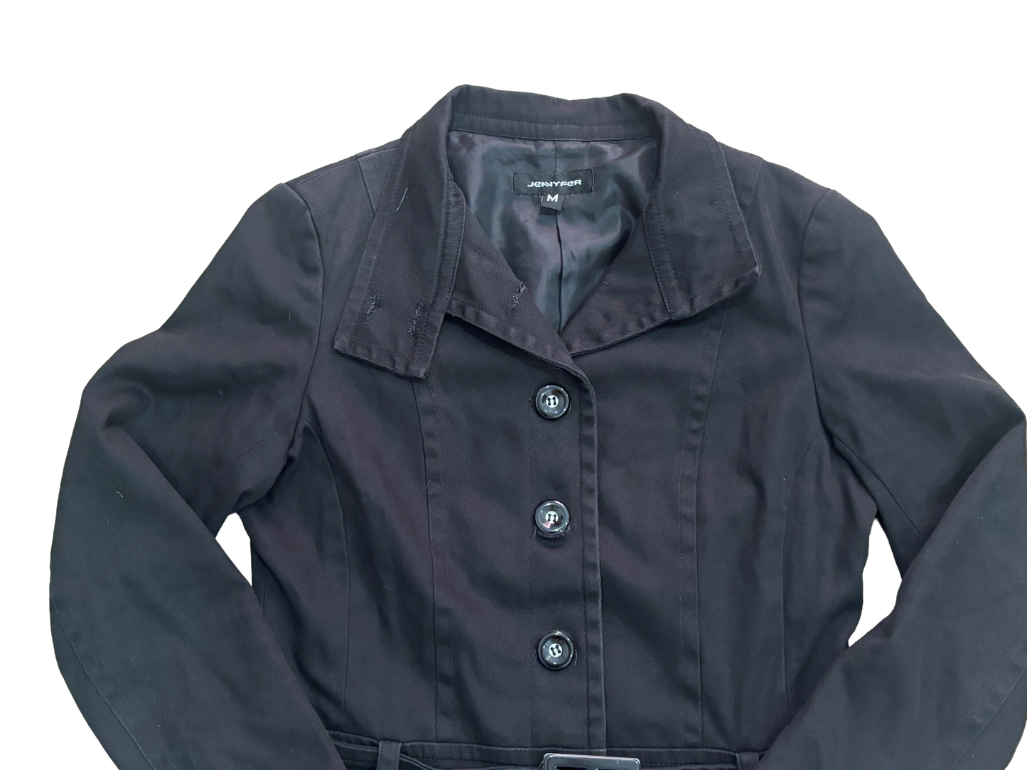 Belted Black Denim Jacket – Structured Fit