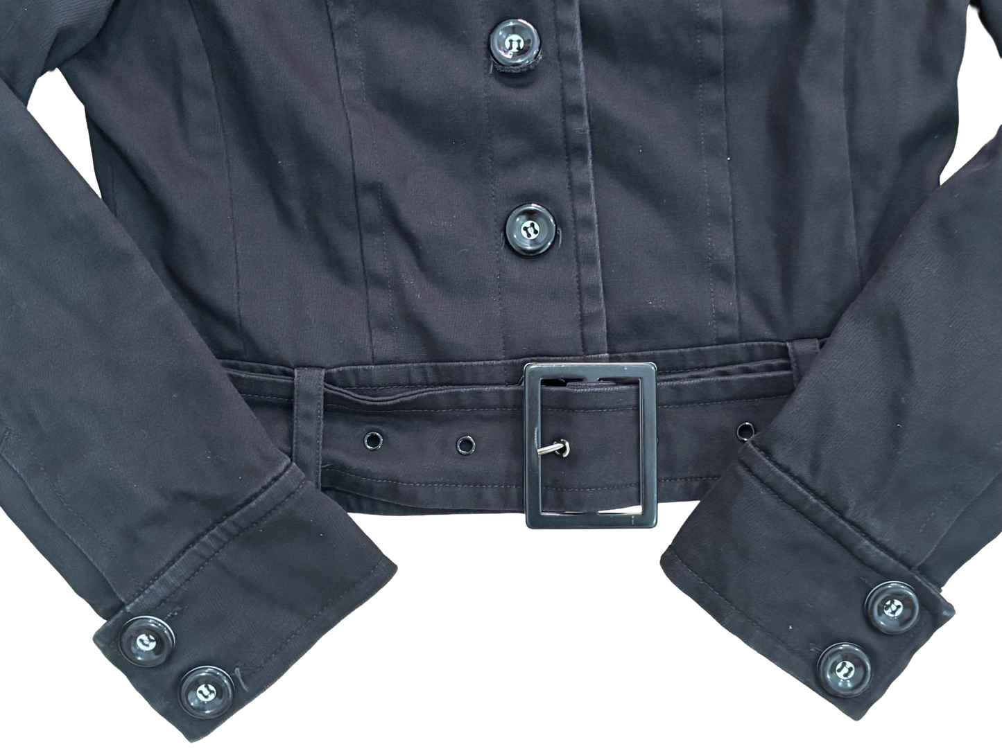 Belted Black Denim Jacket – Structured Fit