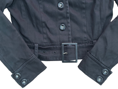 Belted Black Denim Jacket – Structured Fit
