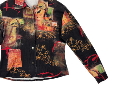 Oriental Print Denim Jacket – Patchwork Statement Piece
